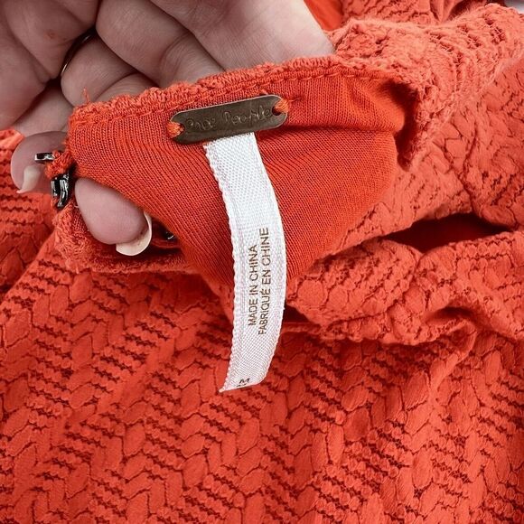 Free People One Wisteria Lattice Orange Lace Dress Size Medium Back Cutouts - Picture 5 of 6